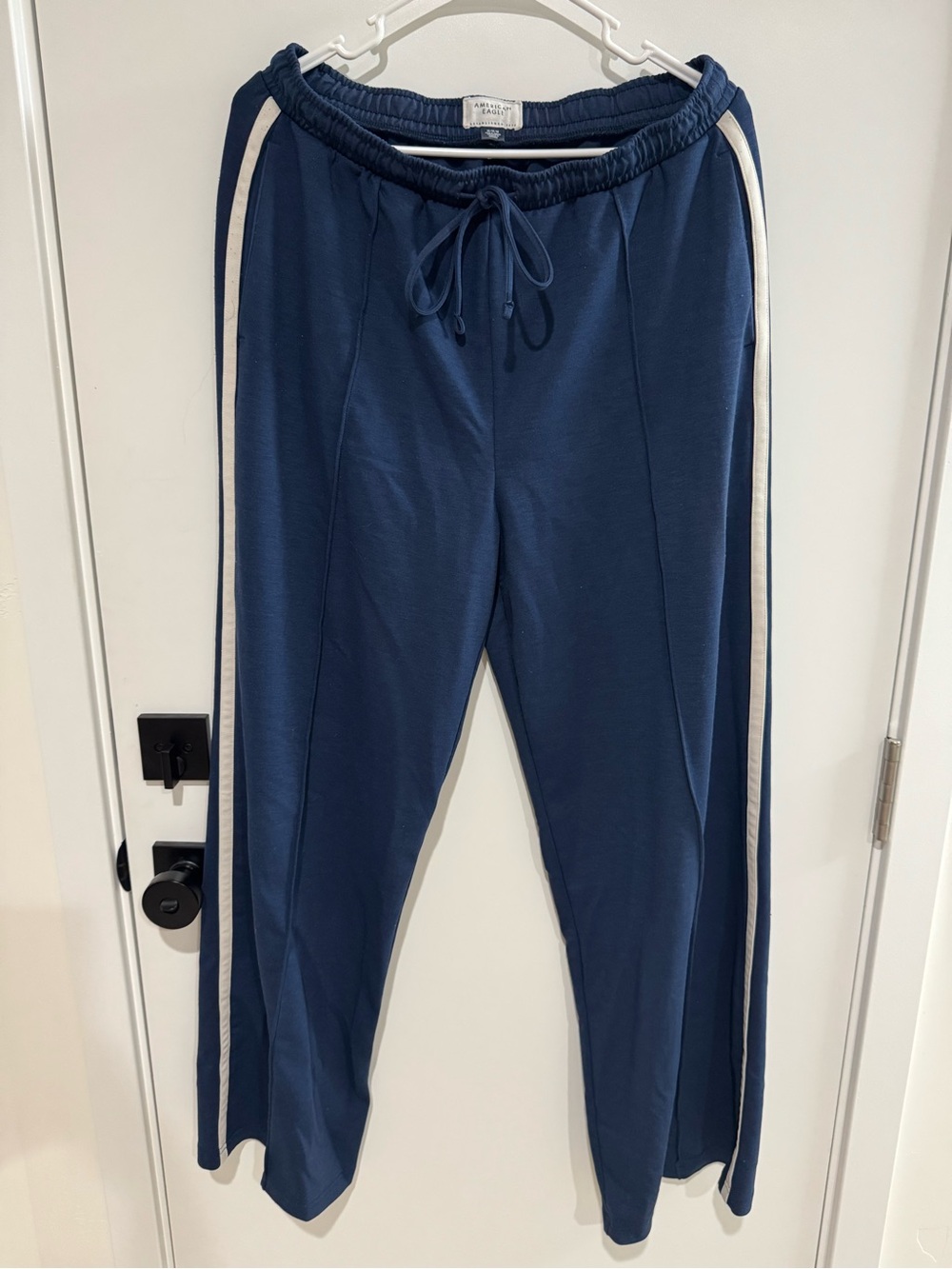 American Eagle Outfitters Blue Track Joggers with White Side Stripes